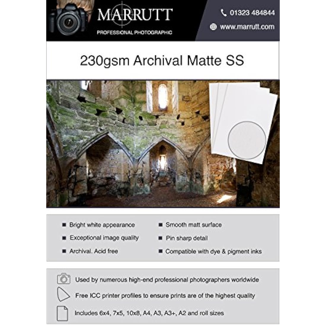 Marrutt A3 Archival Matt Inkjet Photo Paper 230gsm – 50 Sheets