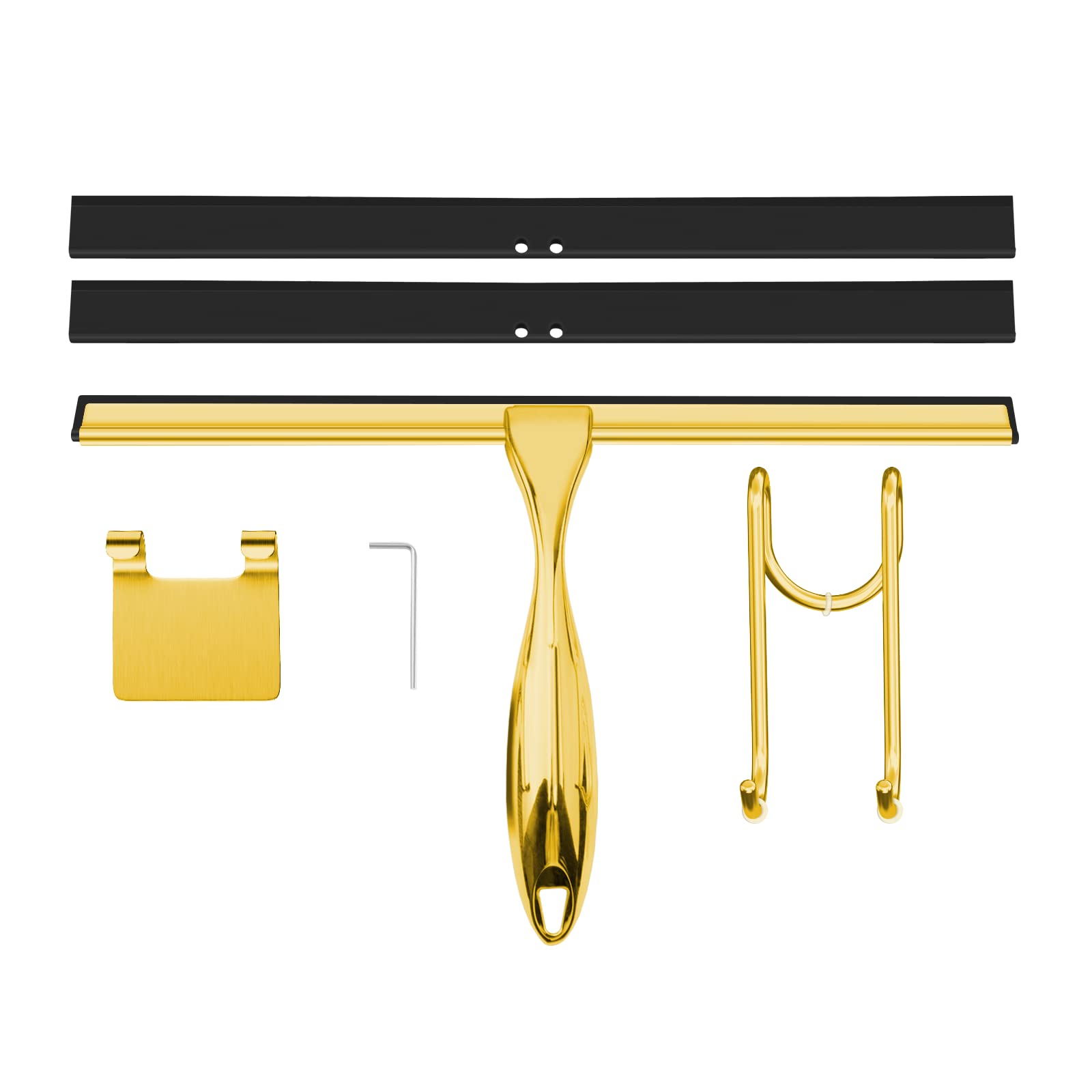 Jolof Store 12 Inch Stainless Steel Shower Squeegee for Glass - Gold
