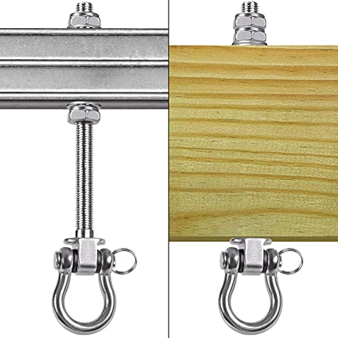 SELEWARE 304 Stainless Steel Swing Hangers – Heavy Duty Hammock Hooks, 6 Pack