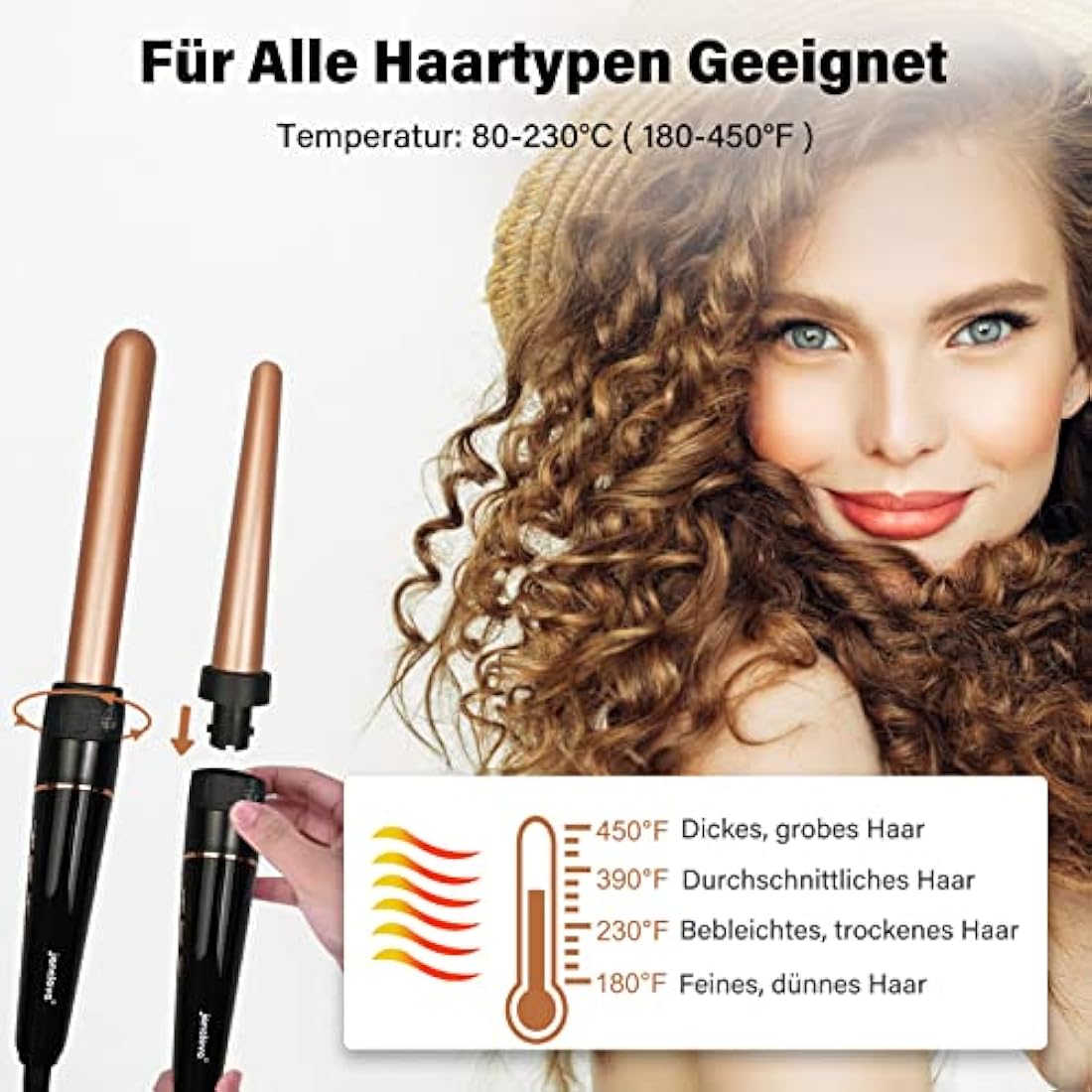 janelove 5-in-1 Hair Curler & 3 Barrel Hair Waver Set – Ceramic Gold