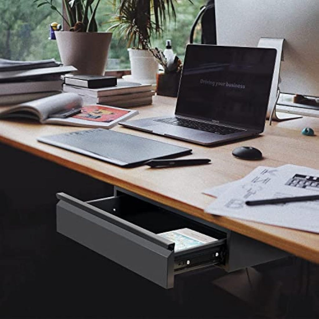 OSteed Large Under Desk Drawer – Metal Pull-Out Shelf Organizer