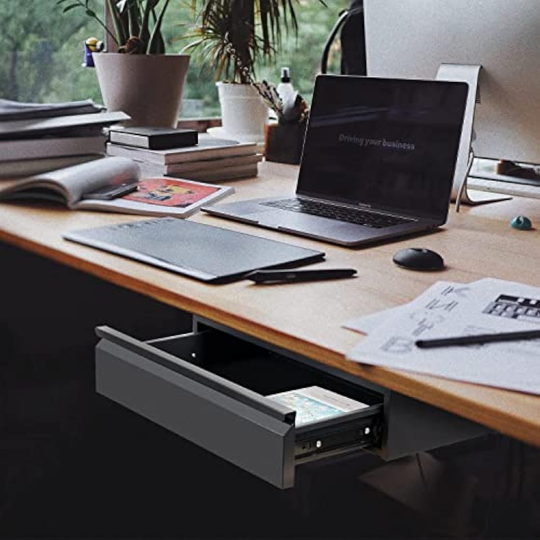 OSteed Large Under Desk Drawer – Metal Pull-Out Shelf Organizer