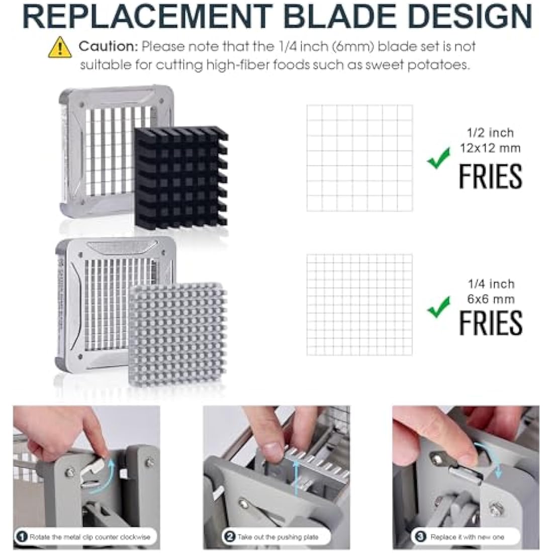 Sopito Stainless Steel French Fry Cutter | Potato Chipper with 2 Blades