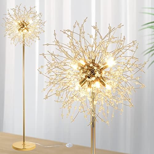 Rayofly Modern Golden Fireworks Crystal Floor Lamp | 8-Light G9 Standing Lamp