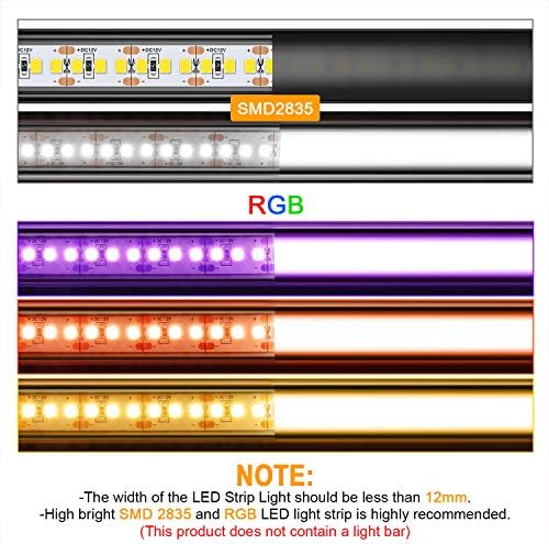 Jirvyuk 10-Pack U-Shape LED Aluminum Channel with Black Diffuser – 1m