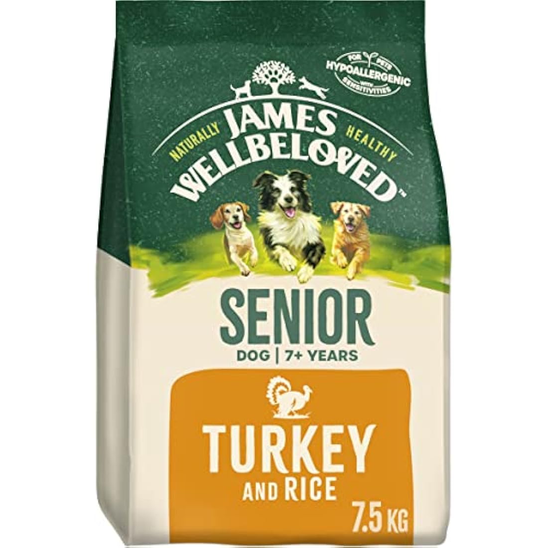 James Wellbeloved Senior Dry Dog Food – Turkey & Rice Hypoallergenic 7.5kg