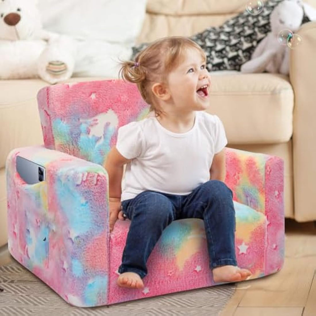 Jolof Store Kids Glow in the Dark Convertible Sofa – Pink Unicorn Lounger