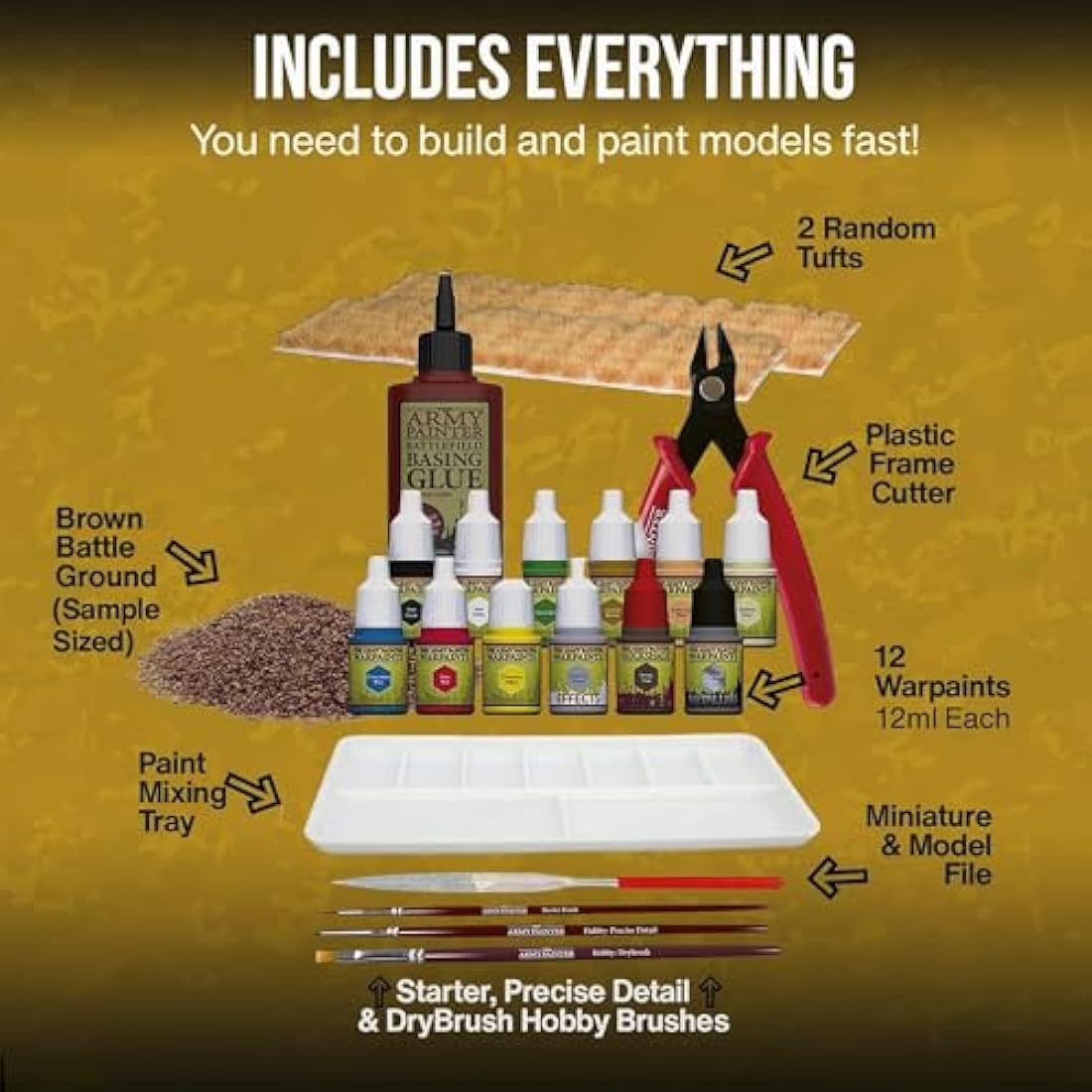 The Army Painter Hobby Tool Kit – 10 Acrylic Paints & Modeling Tools