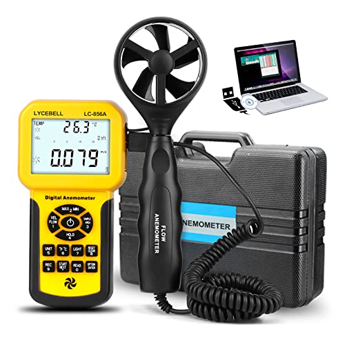 LYCEBELL LC-856A Pro Anemometer – HVAC CFM Meter with Telescopic Sensor