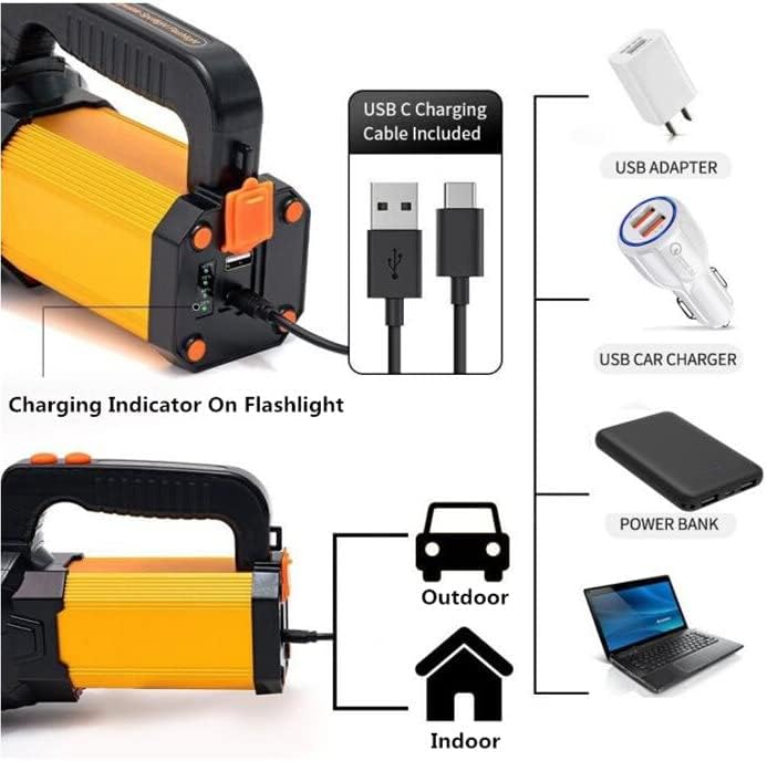 MAYTHANK LED Rechargeable Spotlight - 6000 Lumens 10000mAh Torch