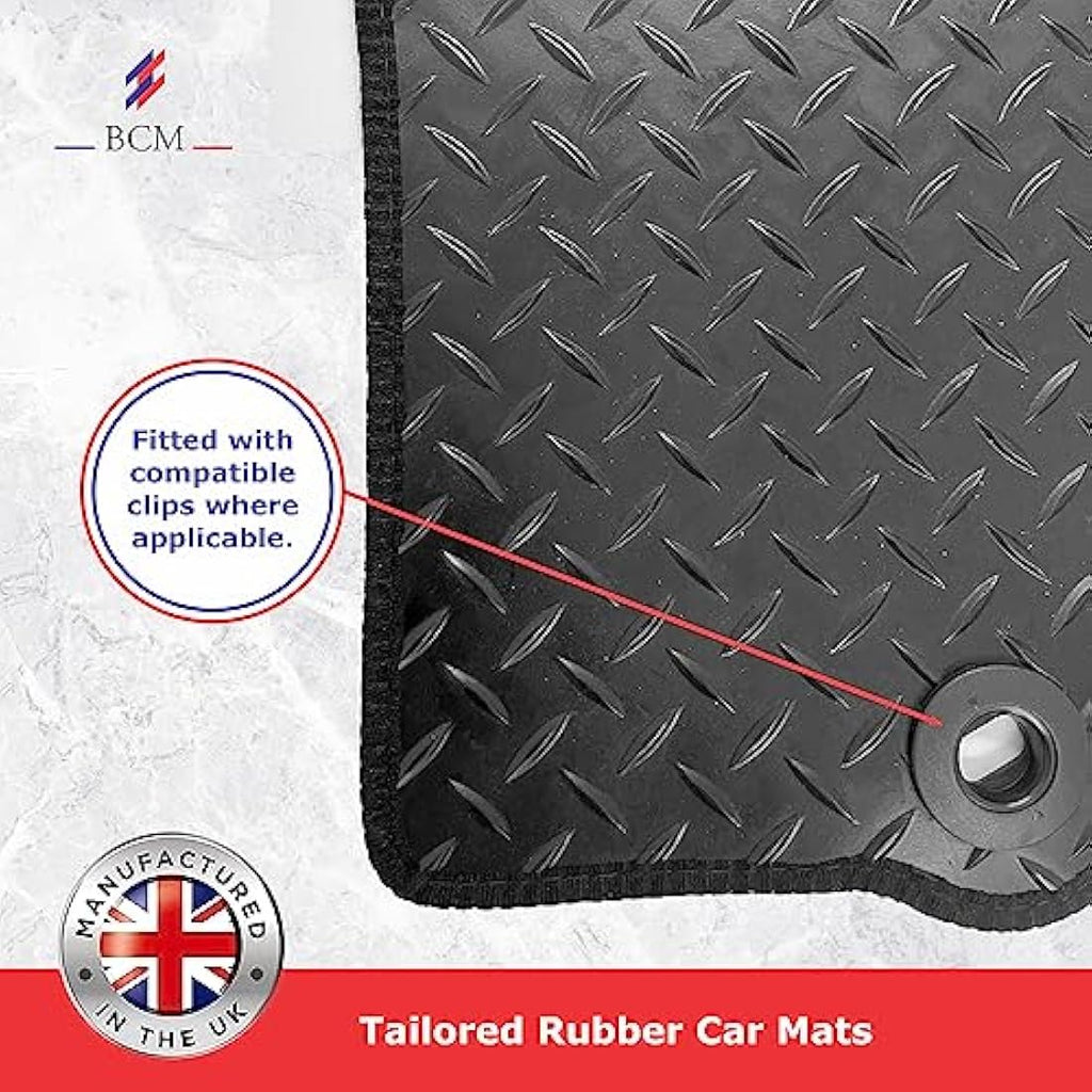 BCM Hyundai Kona 2017-Onward Tailored 3mm Rubber Car Floor Mats - 4pc