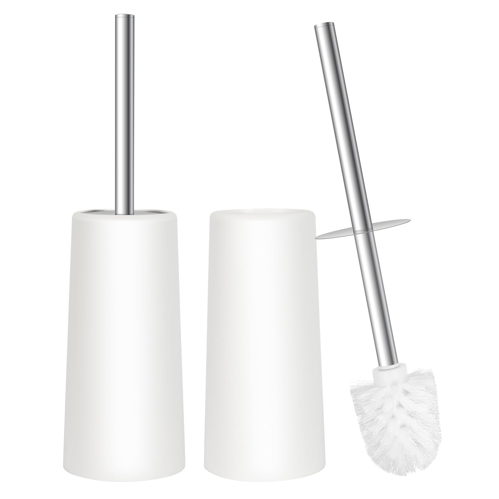 Topsky 2-Pack Closed Toilet Brush and Holder Set with Replacement Heads