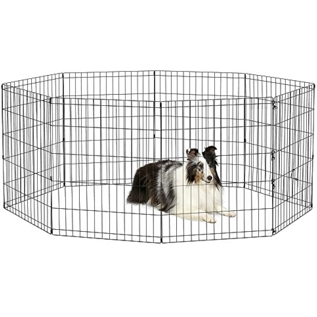 New World Metal Dog Exercise Pen | 76cm Black Portable Pet Playpen