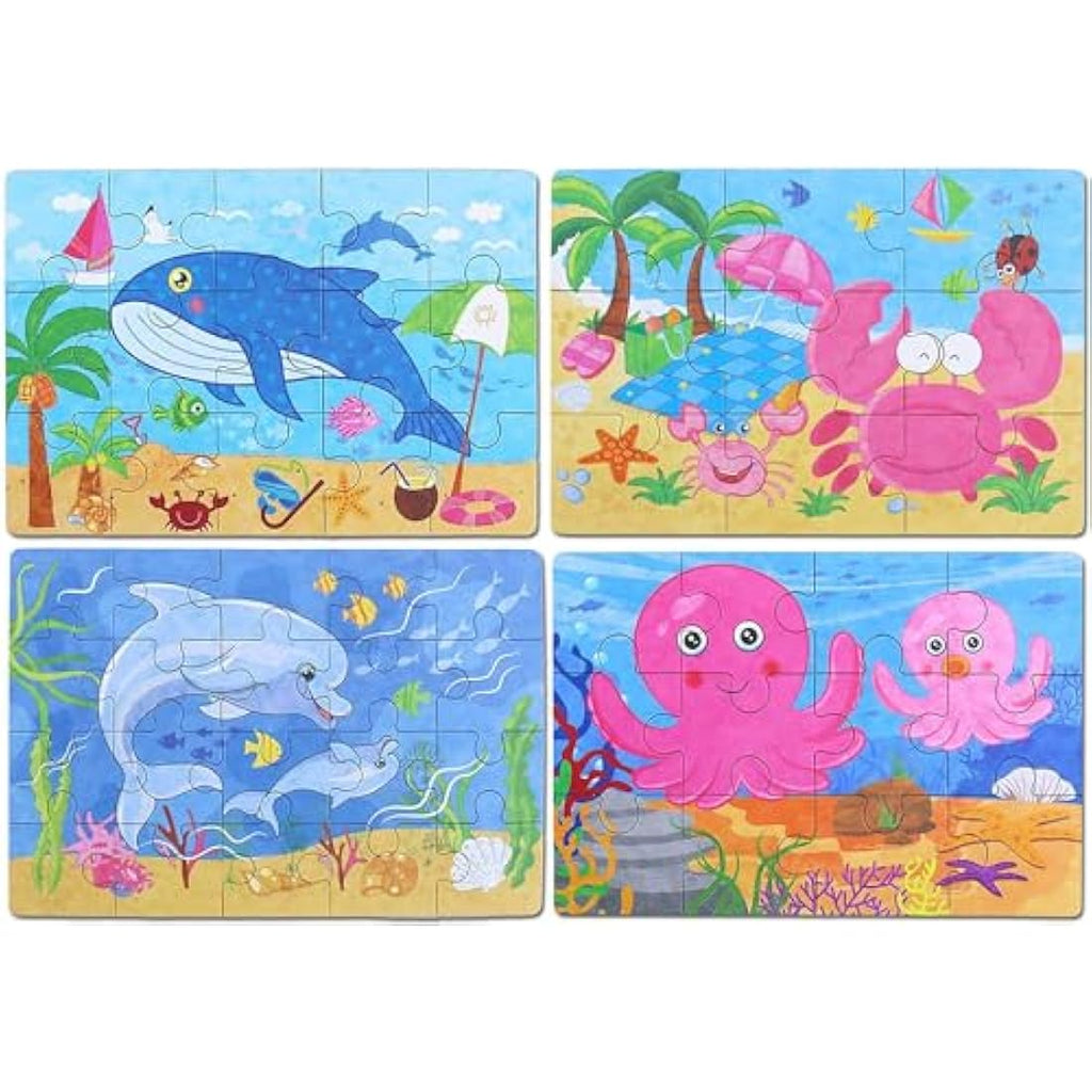 BBLIKE Sea Creatures Jigsaw Puzzles - 4 Pack Educational Travel Toy