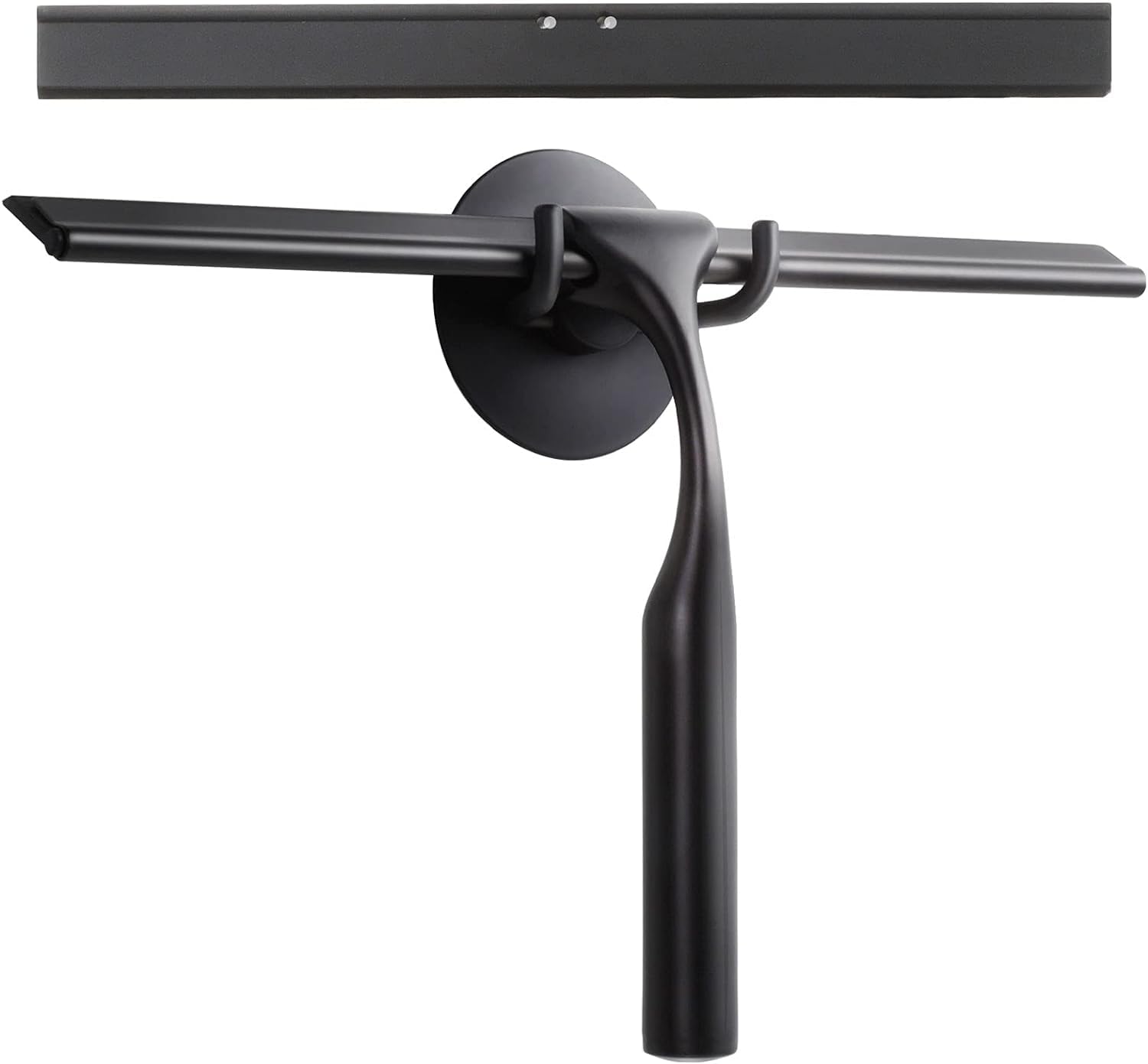 GlobaLink 10" Stainless Steel Shower Squeegee with Suction Hook | Black