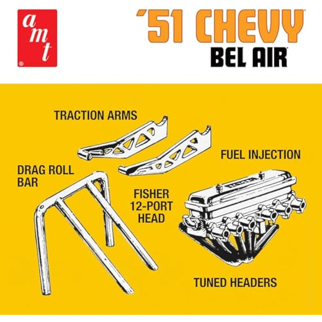 AMT 1951 Chevy Bel Air Model Kit – 1:25 Scale Plastic Classic Car