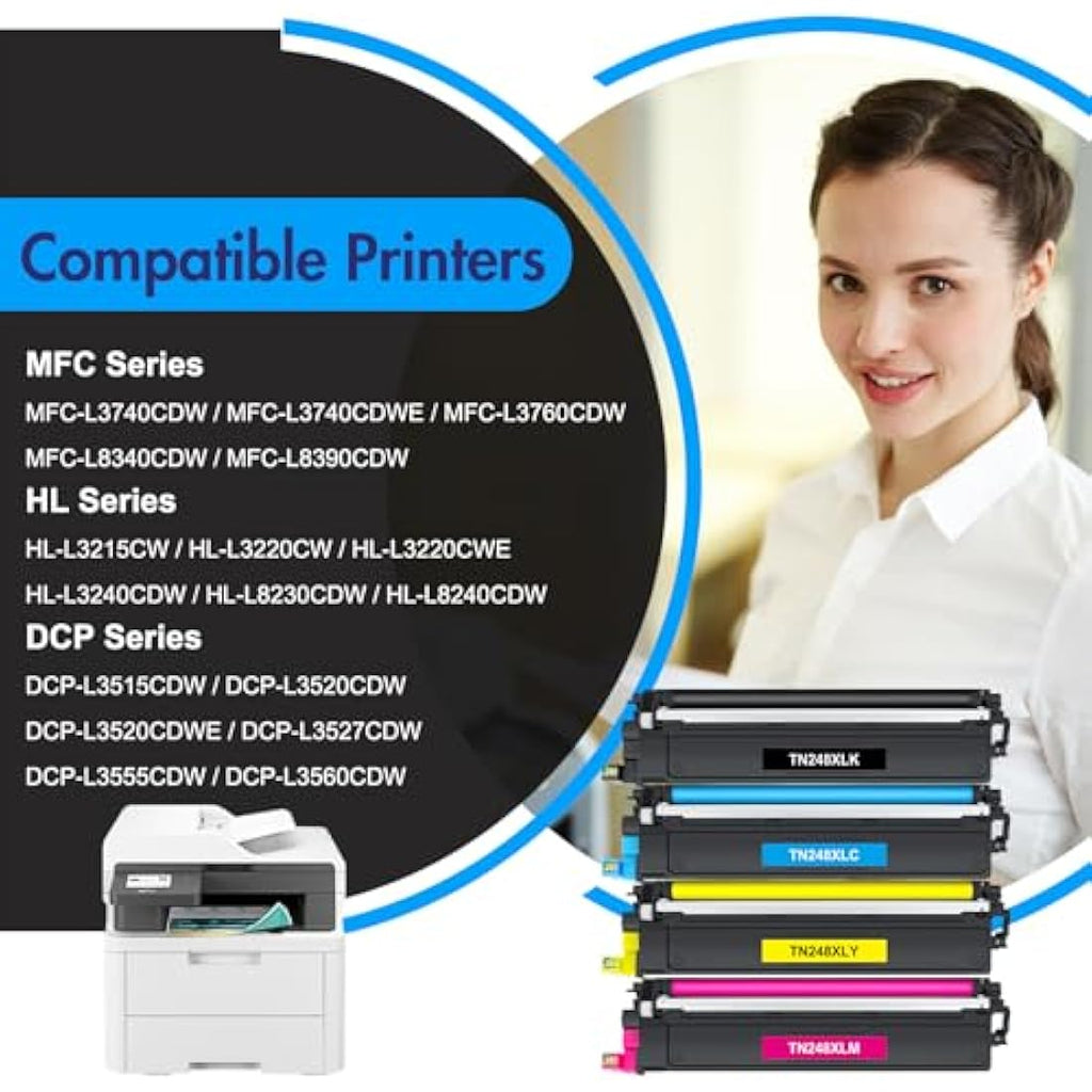Jolof Store TN248XL Compatible Toner 4-Pack for Brother MFC-L3760CDW