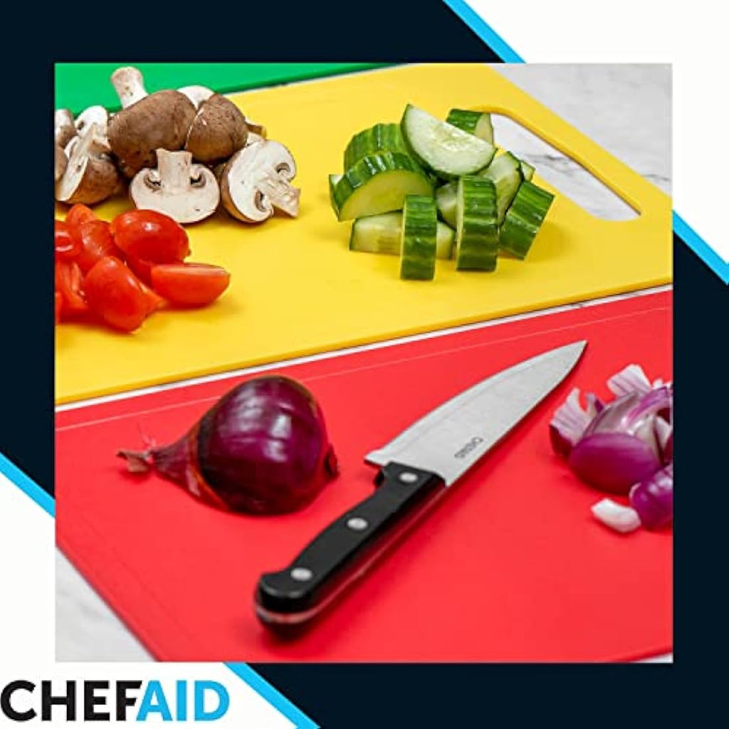 Chef Aid Colour-Coded Chopping Board Set | Non-Slip Cutting Boards, 4 Pack