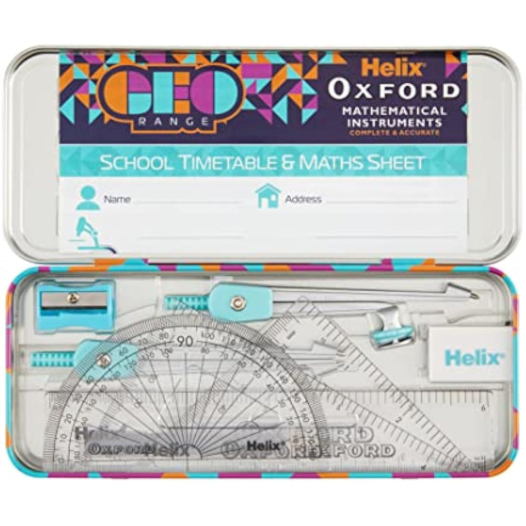 Helix Oxford Geo Maths and Stationery Set – Orange Geometric Design