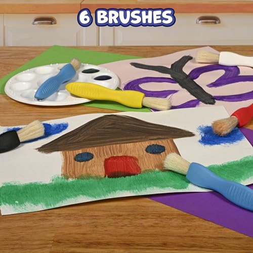 READY 2 LEARN Triangle Grip Paint Brushes - Set of 6 Toddler Brushes