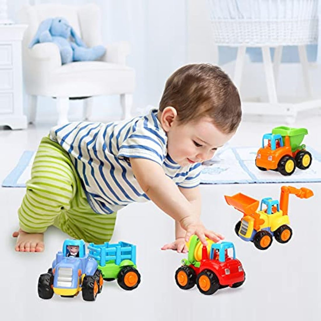 Friction Powered Push and Go Toy Cars for Toddlers, 3-Pack