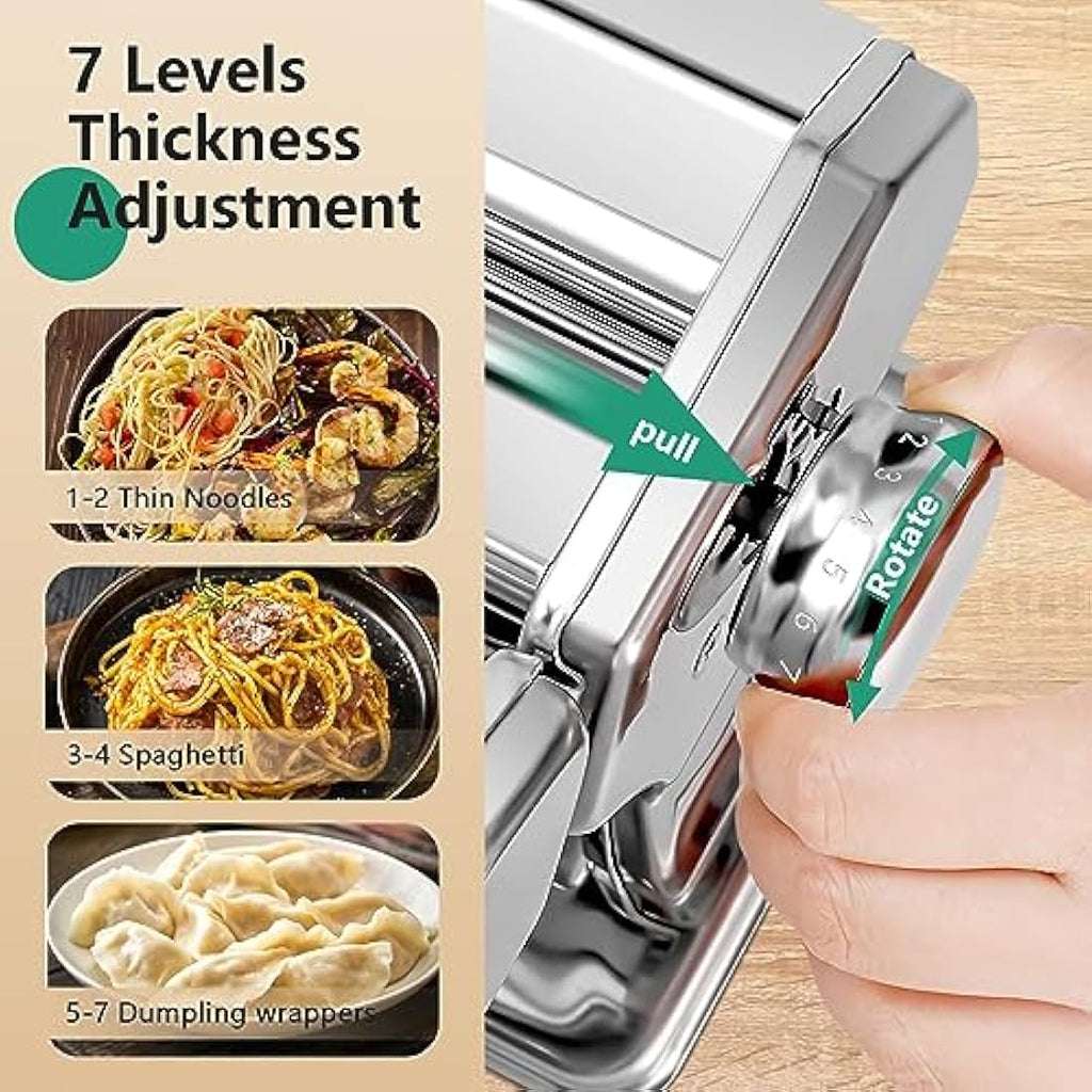 YASHE 2-in-1 Stainless Steel Pasta Maker Machine with Cleaning Kit