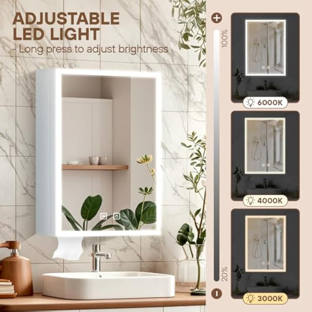 LED Bathroom Mirror Cabinet – Anti-Fog Wall Mounted Storage