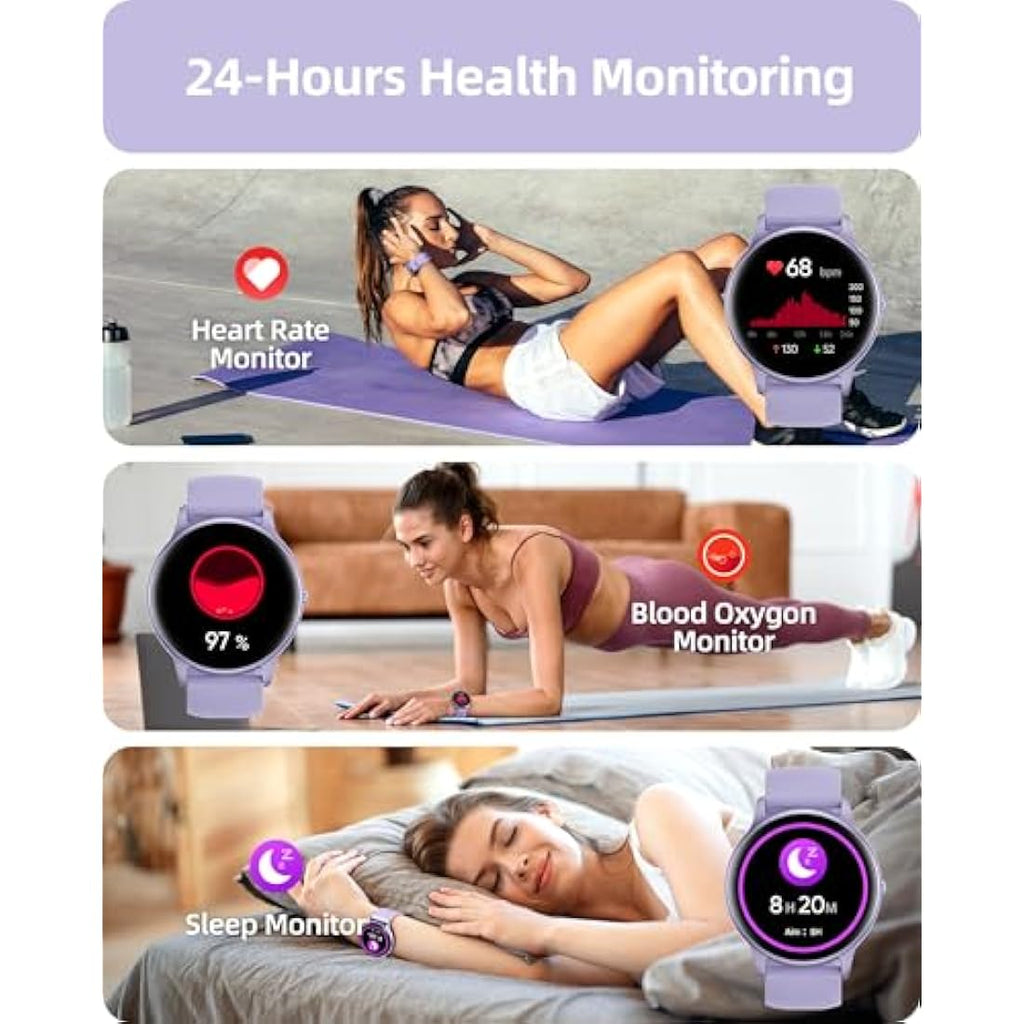 Parsonver Smart Watch with Bluetooth Call - IP68 Fitness Tracker, Purple
