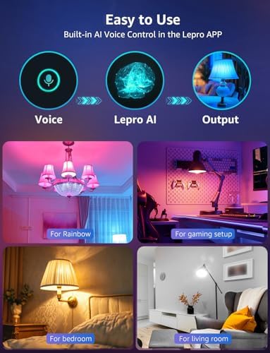 Lepro BP1 E14 AI Smart Bulb – Music Sync & Voice Control, 4 Pack