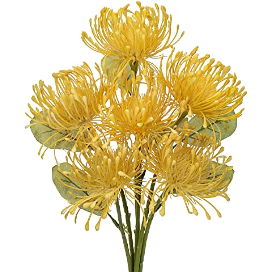 Briful 6 PCS Yellow Artificial Spider Mum Chrysanthemum Flowers - 12"