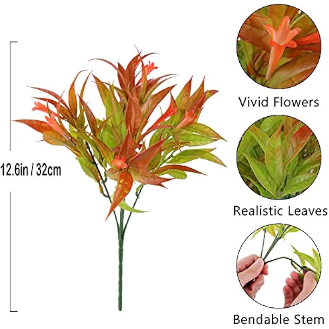 Beferr Artificial Morning Glory Shrubs | 4 Pcs UV Resistant Faux Greenery