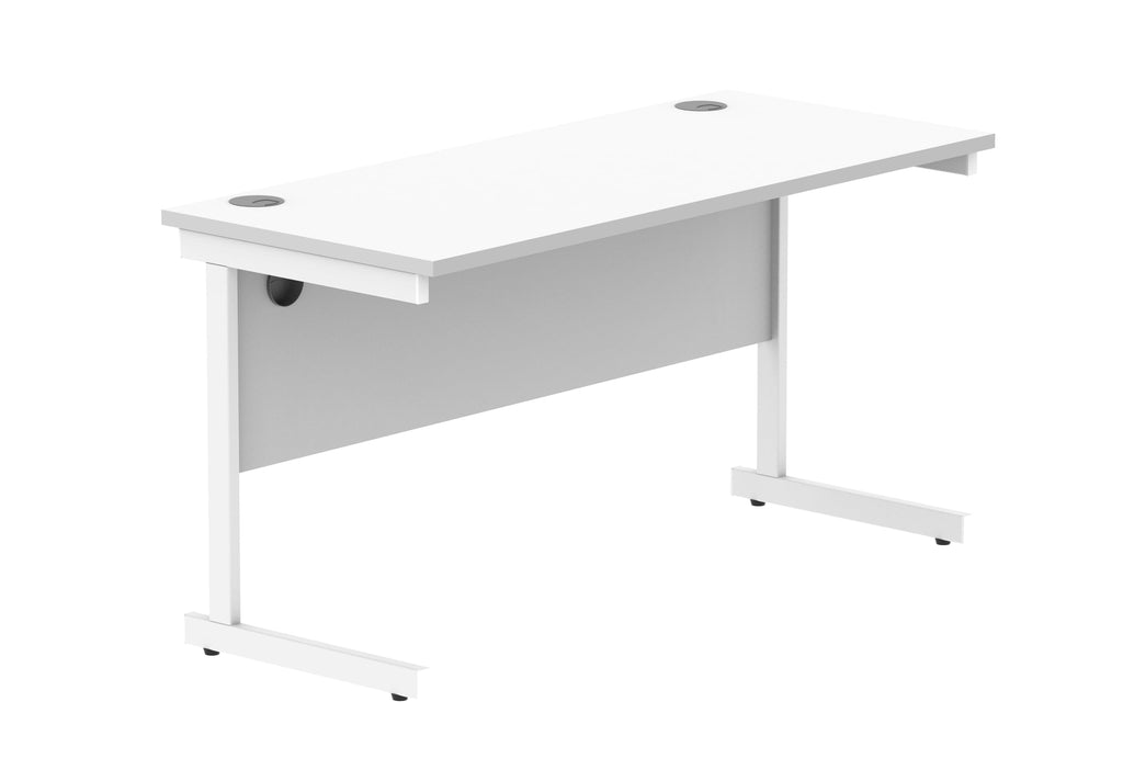 Office Hippo Essentials Rectangular Writing Computer Work Place, Home Office Desk with Cable Port Management, MFC, Arctic White, 140x60cm - image 1