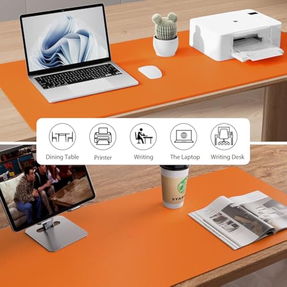 Aothia PU Leather Desk Mat – Non-Slip Waterproof Office Pad, 60x35cm