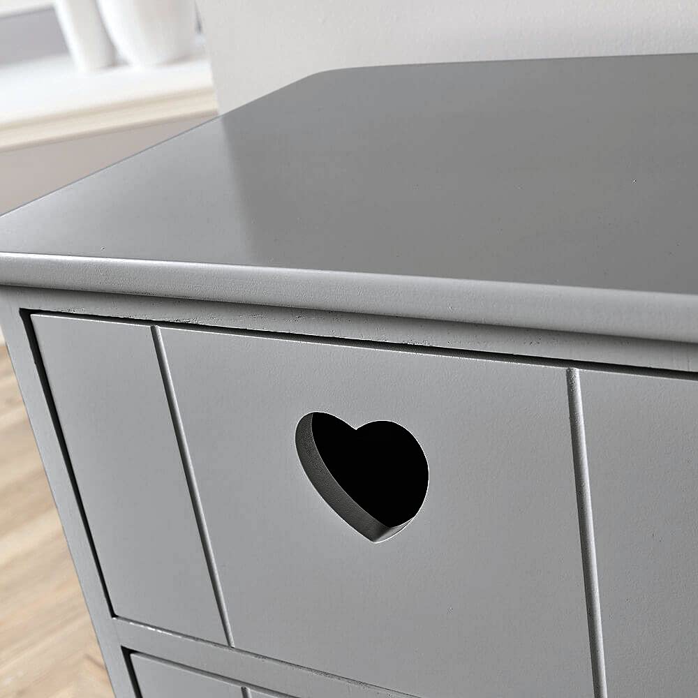 Grey 3-Drawer Wooden Chest of Drawers | Heart Design