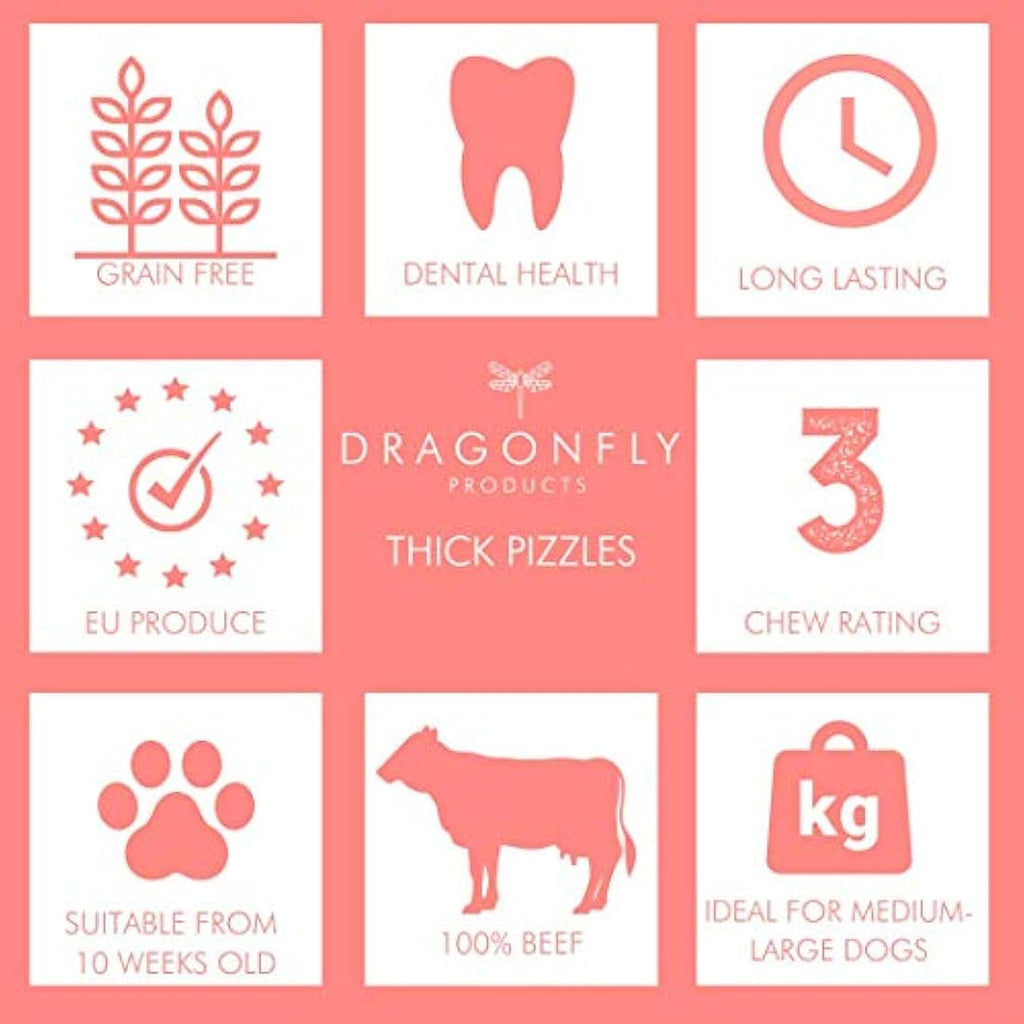 Dragonfly Products | 10 Pack Thick Beef Pizzle Bully Sticks for Dogs