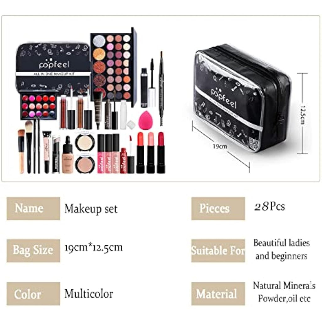 RoseFlower 28Pcs Professional Makeup Set | All-in-One Travel Starter Kit