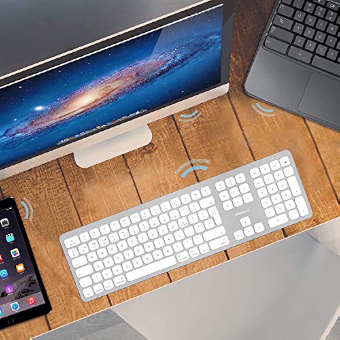 Macally Bluetooth Wireless Keyboard – UK Layout Aluminium Design