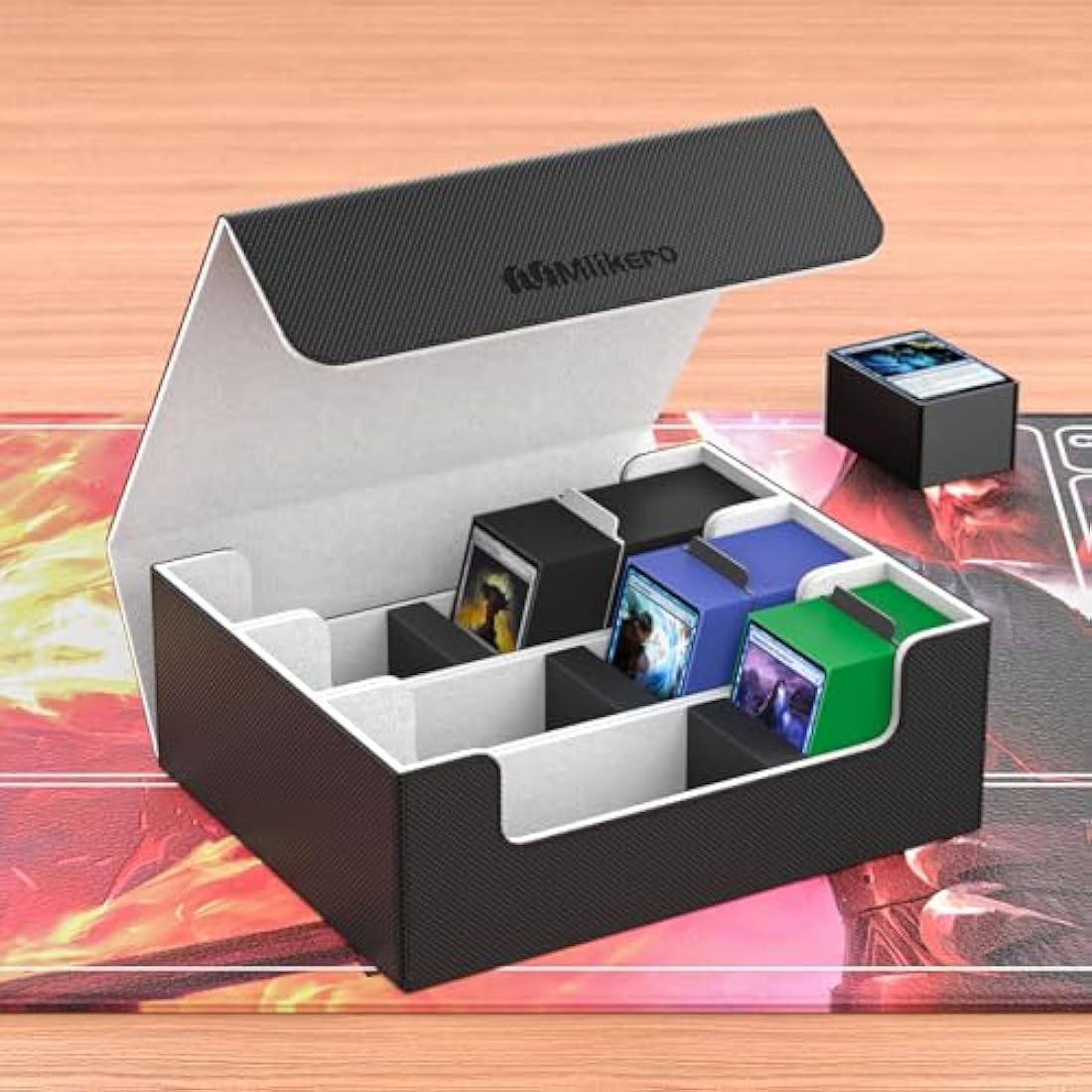 Mlikero Leather Trading Card Deck Case | 1800+ Card Storage Box for MTG