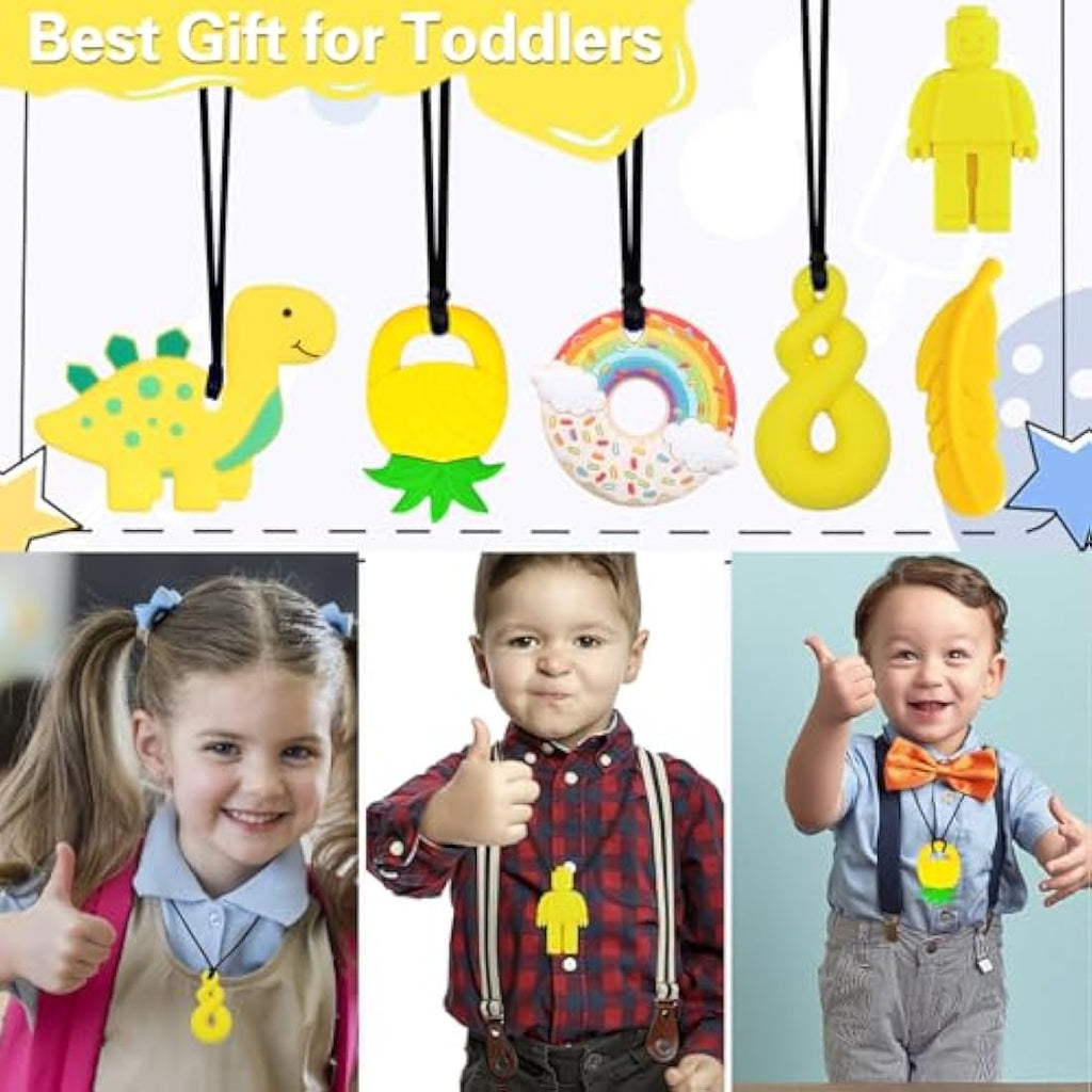 Jolof Store Sensory Chew Necklace - 6 Pack Food Grade Silicone Teethers