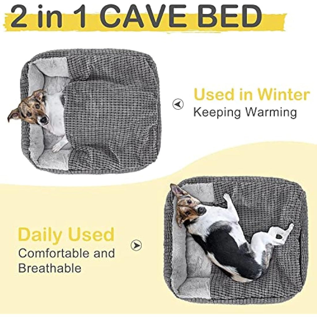 JOEJOY Orthopedic Hooded Dog Bed – Luxury Washable Pet Cave Bed