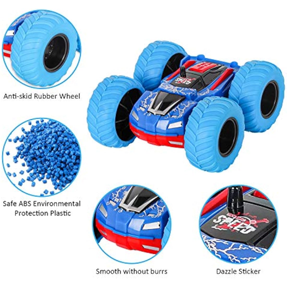 m zimoon Double-Sided Monster Truck Pull Back Cars - Friction Powered 4 Pack