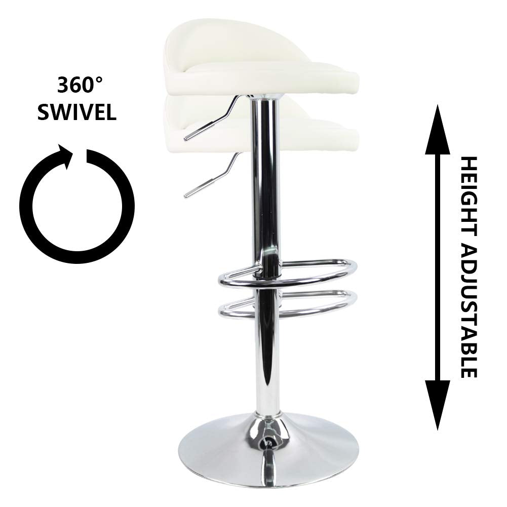 KKTONER PU Leather Swivel Bar Stool - Adjustable Height Chair, White