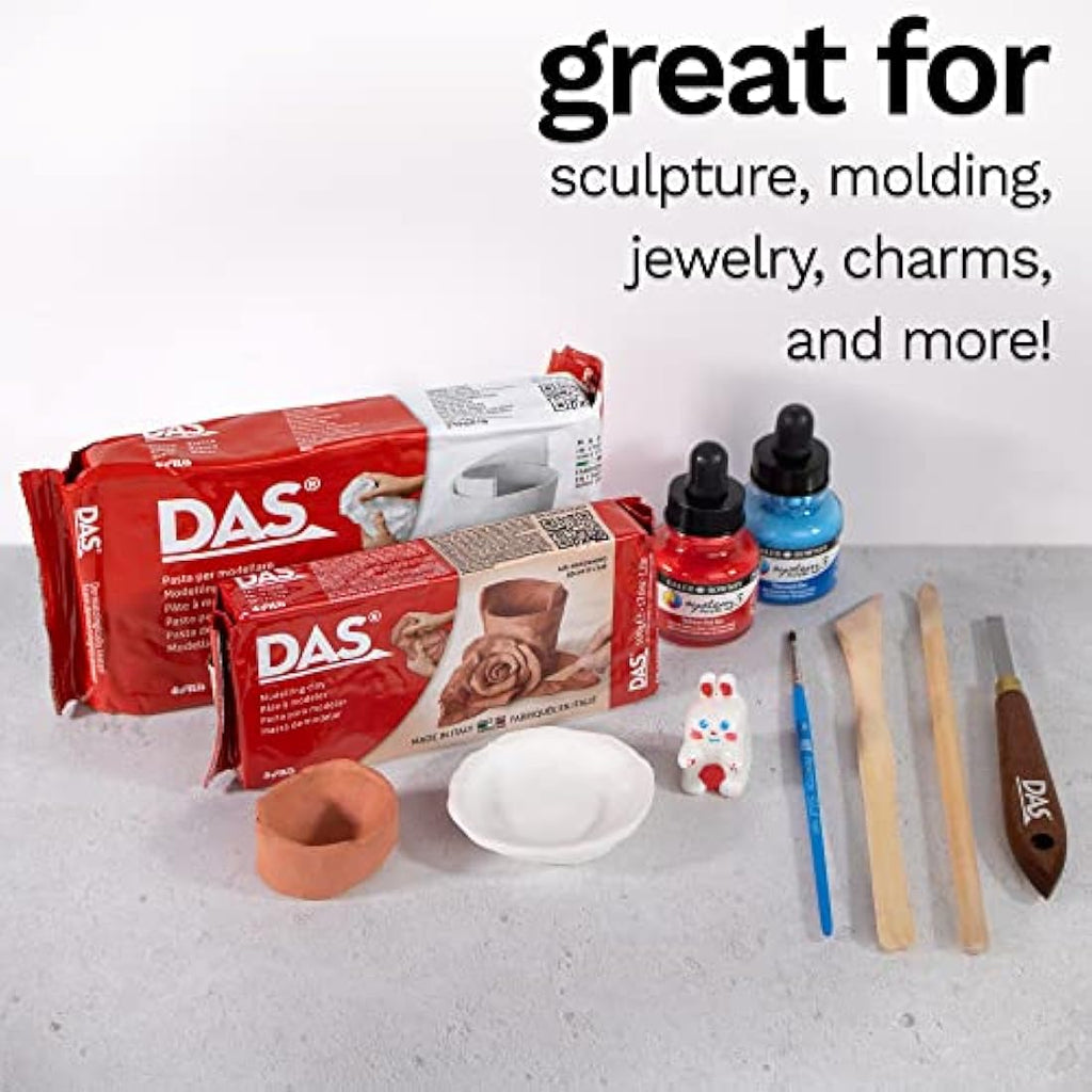DAS Terracotta Air-Hardening Modelling Clay - 500g Professional Grade