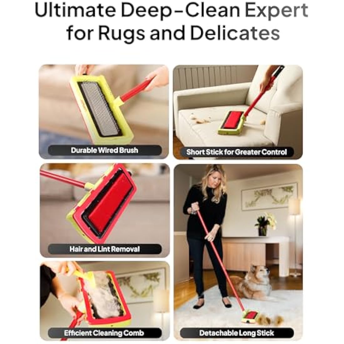 LeBRUSH 2.0 Pet Hair Remover Broom – Carpet Rake with Extendable Handle