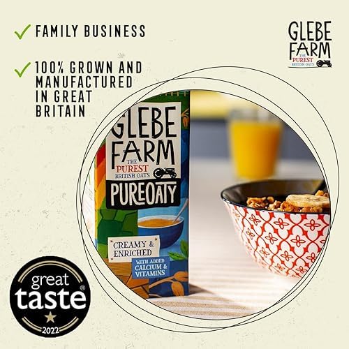 Glebe Farm PureOaty Barista Oat Milk – Gluten Free & Enriched, 6 x 1L