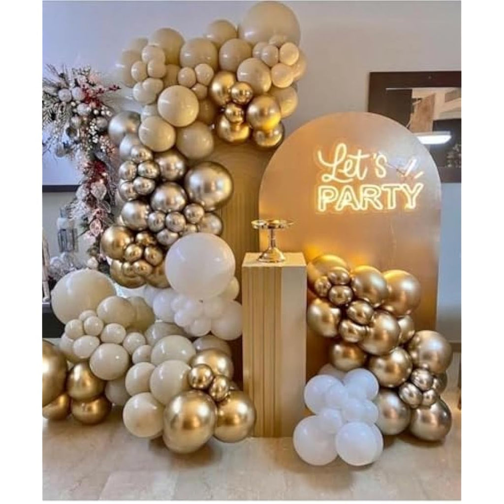 Jolof Store 60PCS Nude White Gold Balloons – Boho Latex Party Kit
