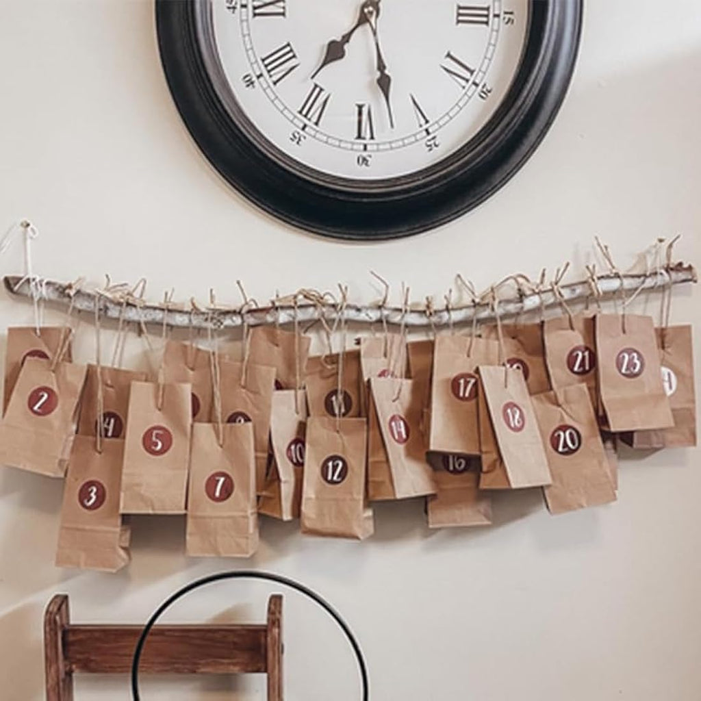 G2PLUS 100 Brown Kraft Paper Bags with Stickers - 13x8x24cm Party Favor