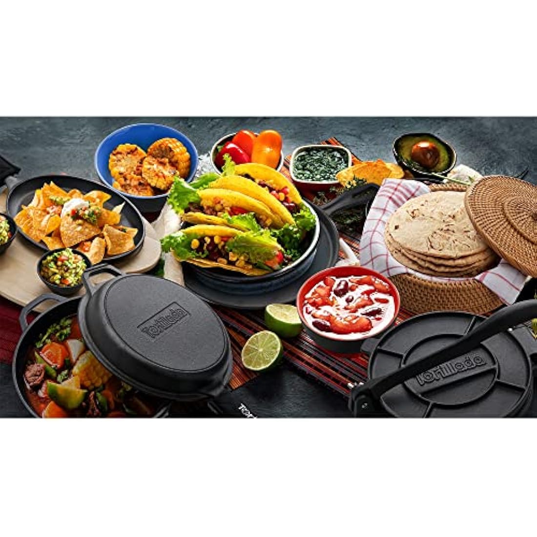 Tortillada 26cm Tortilla Warmer Basket – Rattan with Cotton Tea Towel