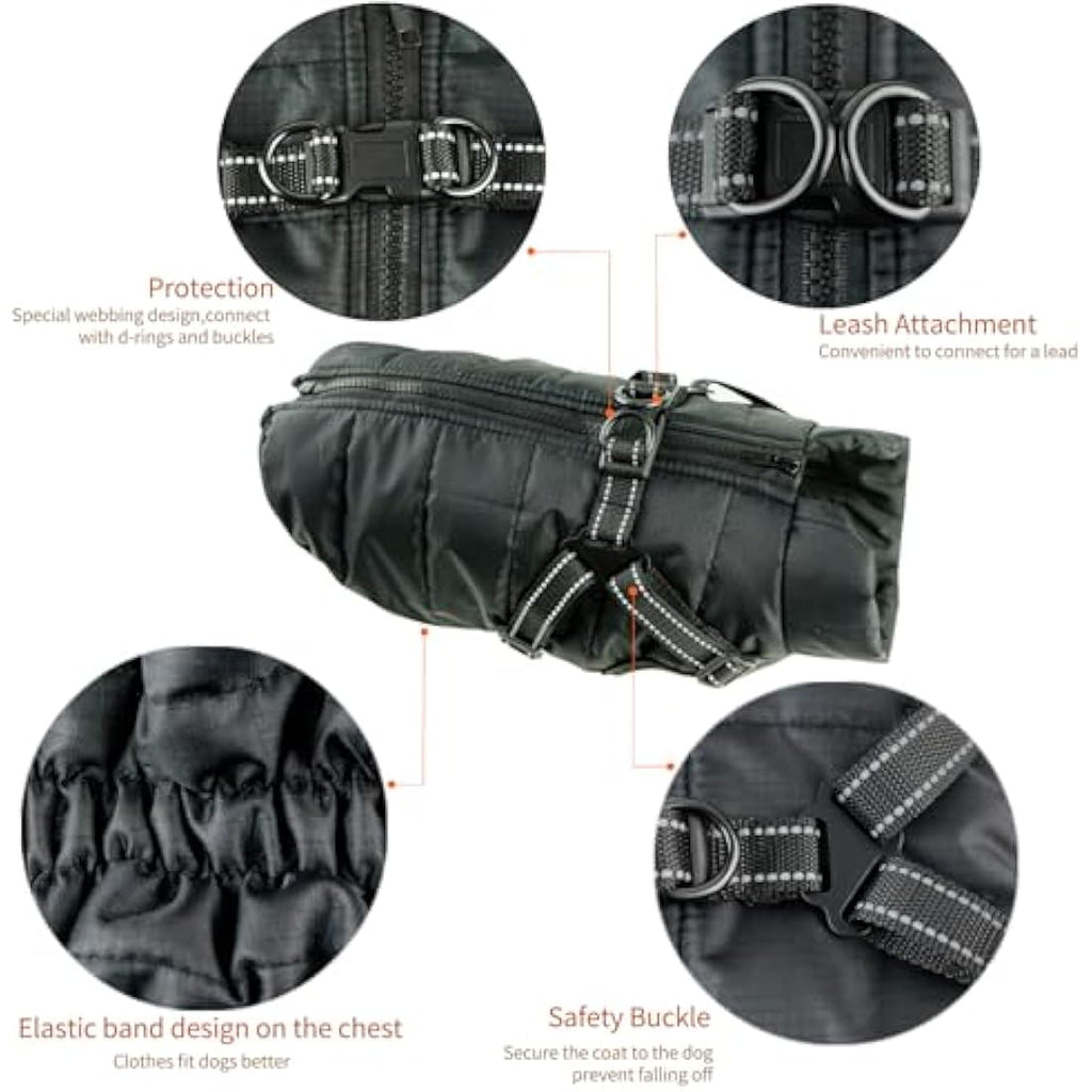Jolof Store Waterproof Dog Coat with D-Ring – Warm Winter Puppy Jacket
