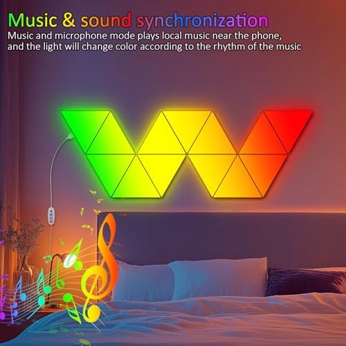 Jolof Store Triangle LED Light Panels – 8 Pack RGB Music Sync Wall Lights